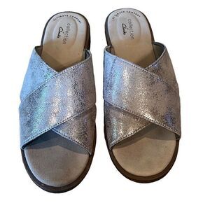 Collection by Clarks Women’s 6.5 Ultimate Comfort Sparkly Silver Open Toe Sandal